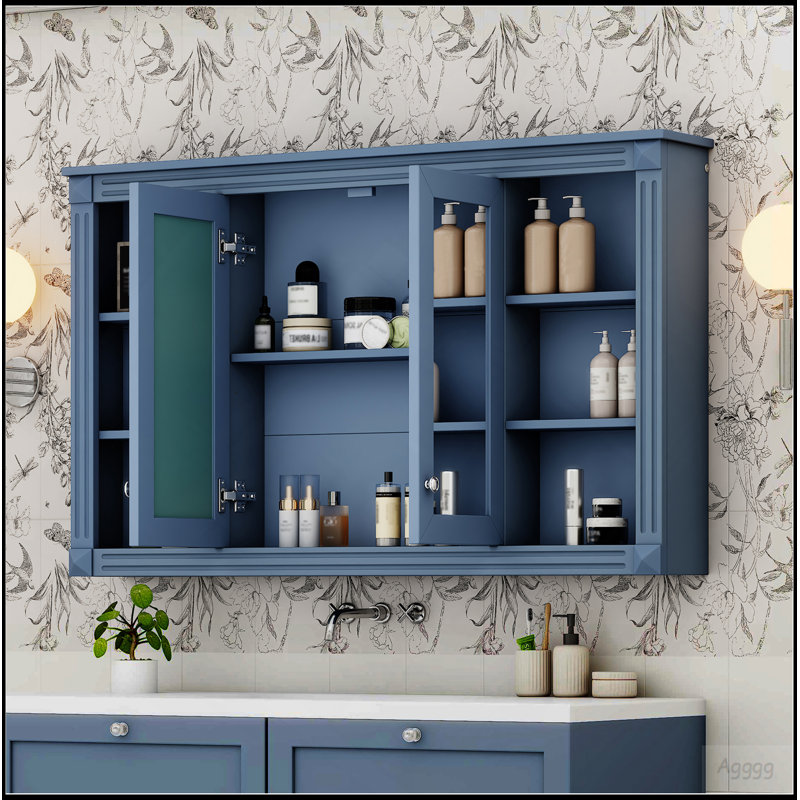 Armoire à miroir de salle de bain 47 po avec rangement, tablette réglable et tablettes ouvertes, armoire à pharmacie murale pour salle de bain, chambre à coucher, meuble-lavabo