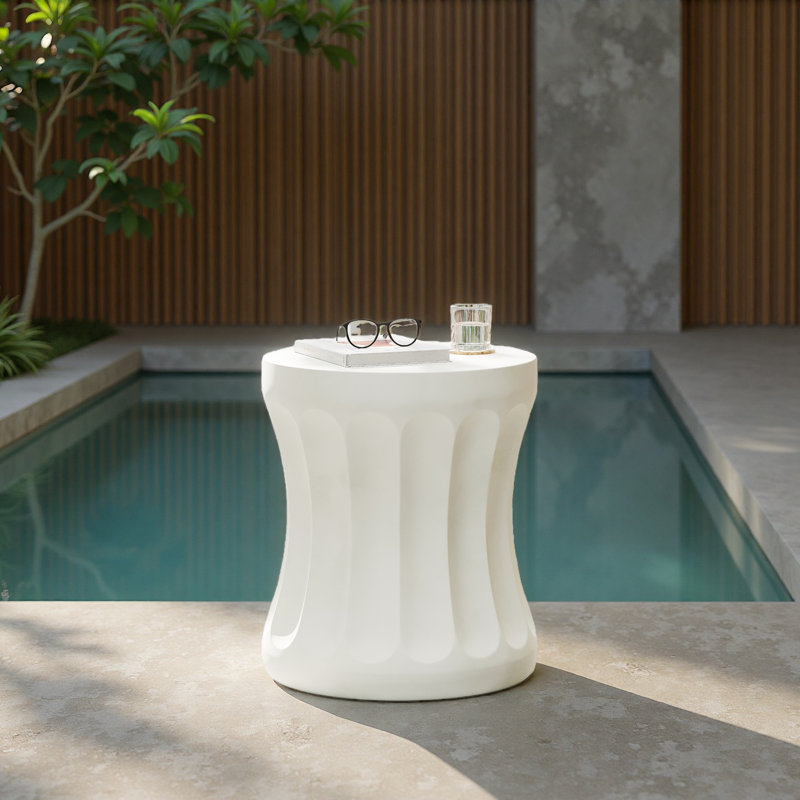 Outdoor Round Concrete Side Table,Living Room Mgo End Table