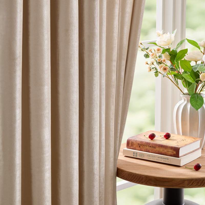Velvet Blackout Thermal Curtain Panel –  Room-Darkening Grommet Solid Color Drapes for Living Room Bedroom (Set of 2)