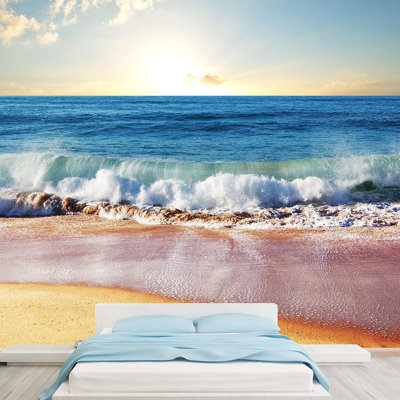 Blue Ocean Waves on the Beach Paintable Wall Mural