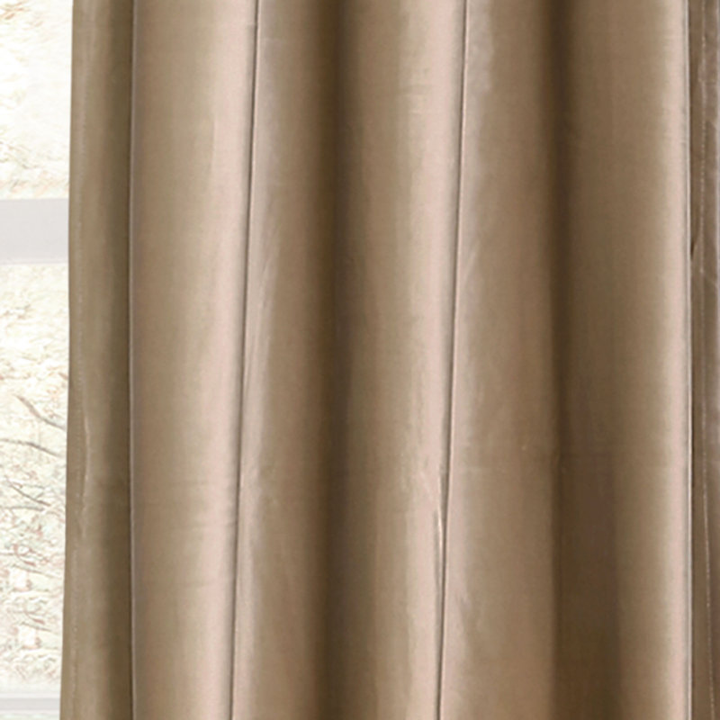 Taupe Velvet Blackout Grommet Window Curtain Panels, 38"W x 95"L