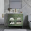 Lavabo de salle de bain 36 po Mid-Century avec verre à motif et bande lumineuse à capteur de mouvement, meuble-lavabo sur pied Farmhouse avec rangement, meuble-lavabo haut de gamme pour salle de bain, vert
