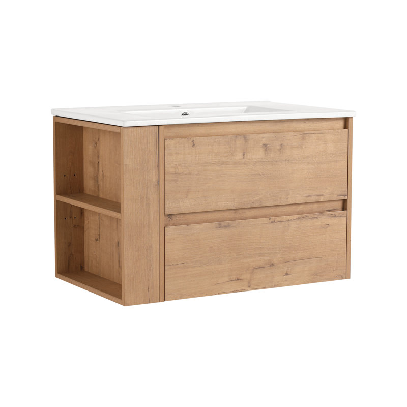 Boisvert 30-Inch Wall Mount Vanity, Oak