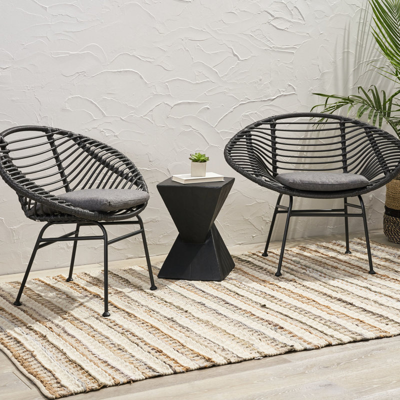 Contemporary Basket Chair For Outdoor Enjoyment - Grey, Iron + Plastic, 29.12 In. Tall, 22.97 Wide, 36.05 Deep, 11.61 Lb, Assembly Required Elegant Areas Steel