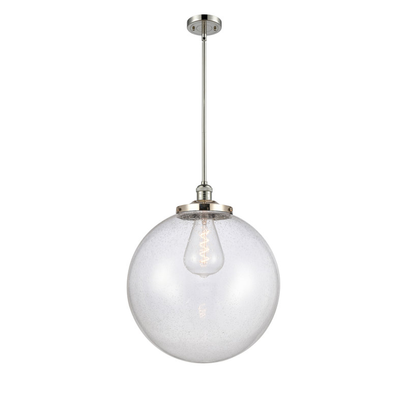 Luminaire suspendu simple à 1 lumière Frederick, Nickel poli, Grainé