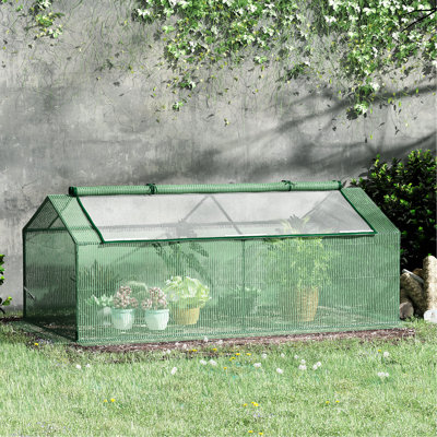 Mini serre pour l'intérieur et l'extérieur - L 70,75 po x l 35,5 po x l 27,5 po, couverture en PE de 130 g / m², aération de fenêtres à deux couches, jardin à cadre en acier avec grande circulation d'air à double fermeture à glissière,