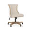 Chaise de bureau pivotante et relevable avec coutures verticales, chaise de travail en tissu beige et naturel