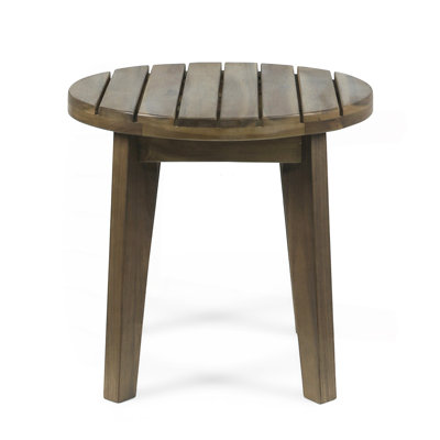 Outdoor 16" Acacia Wood Side Table, Gray Finish