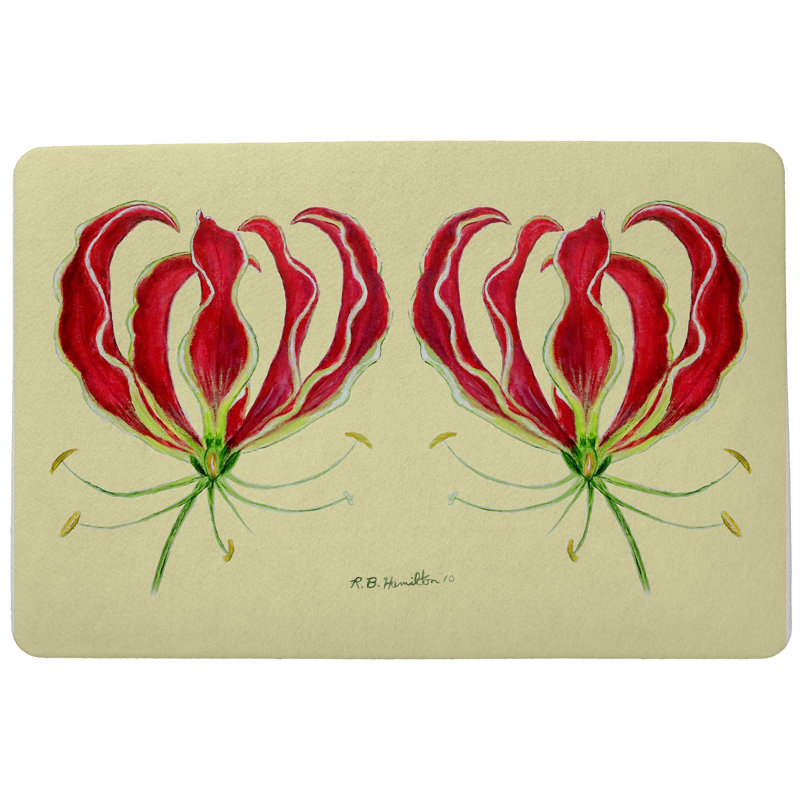 Tapis antidérapant Simonds Red Lily, Rectangulaire : 1 pi 6 po x 2 pi 2 po