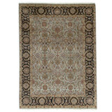 Hand Knotted Wool Oriental Area Rug in Grey And Black