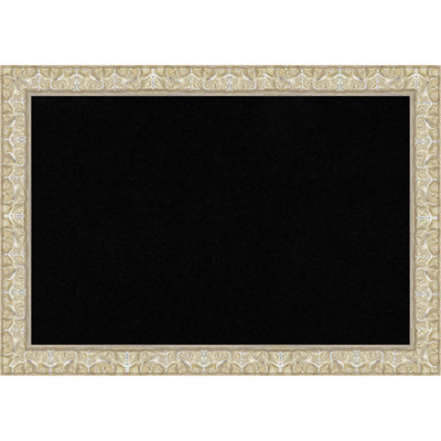 Lila Silver Wood Framed Corkboard, Black Cork Bulletin Board, Organization Board, Pin Board