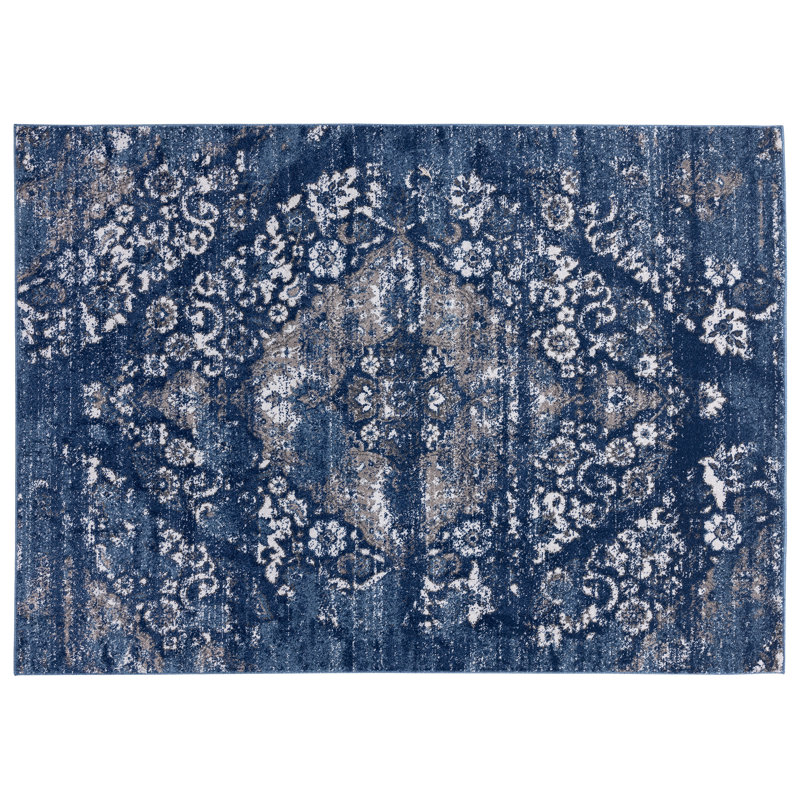 Tapis oriental bleu foncé Villines, Rectangle 8 pi x 10 pi