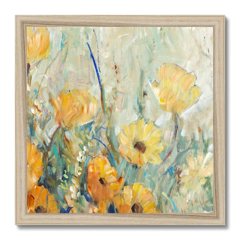 Floral Expression I by Timothy O' Toole - Painting, Natural Wood Framed Paper Print, 34cm H x 34cm W