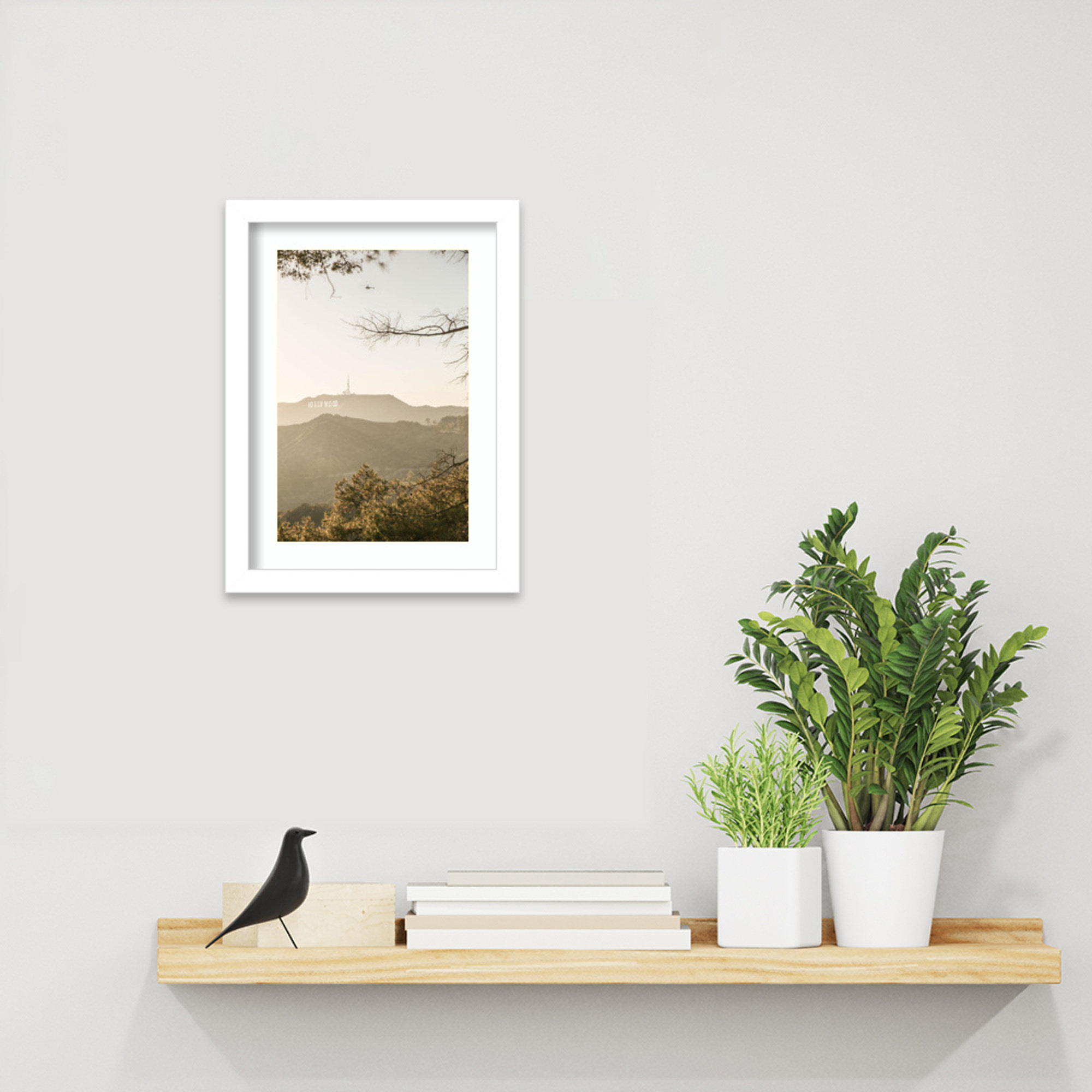 Hollywood Hills by Shot by Clint Wood Framed Wall Art Print, White , 13" H x 10" W