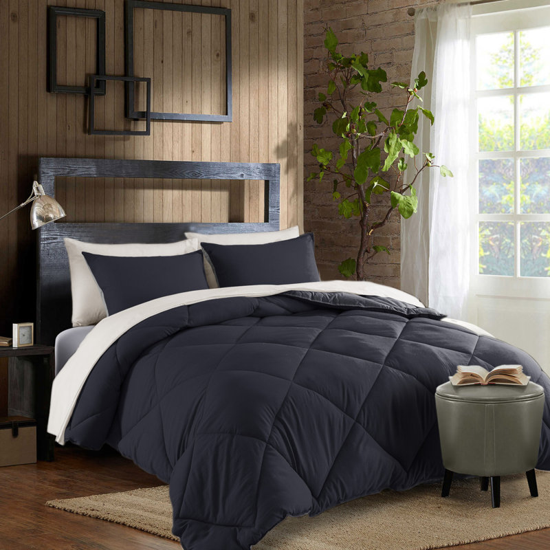 Winter Warmth Quilted Comforter-Cozy Soft Dow Alternative Duvet-Hotel Collection Machine Washable, Gray, King Comforter