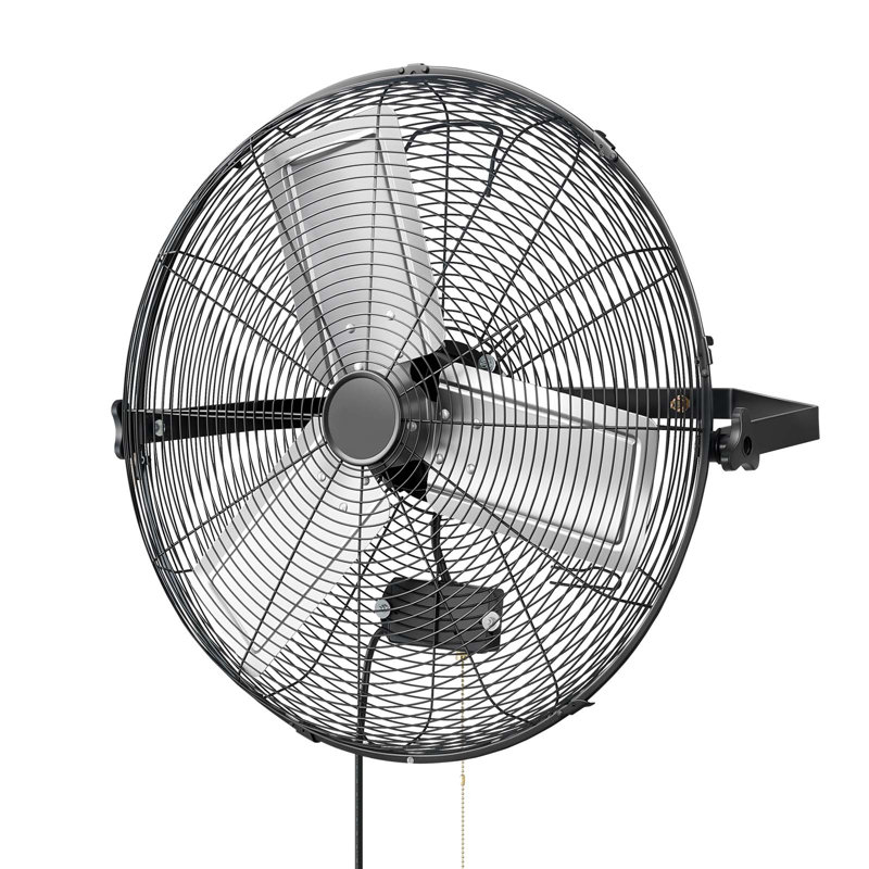 Ventilateur mural, ventilateur mural de 24 po, 3 vitesses, longue distance de circulation d'air, angle de rotation réglable, commande mécanique, puissant pour l'industrie, commercial, garage, atelier, gymnase, noir