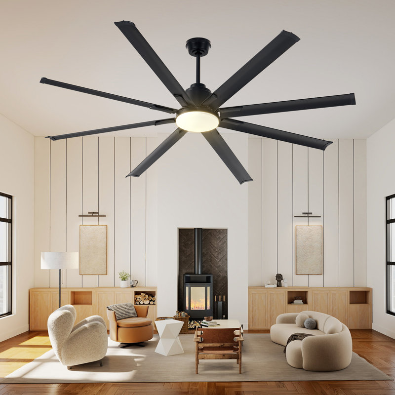 Jawanna Ceiling Fan with Light, 8-Blade Large Ceiling Fan with Remote, 6-Speed Reversible DC Motor, Indoor Outdoor Use, Dimmable 3-Color LED for Living Room, Working Room, Terrace