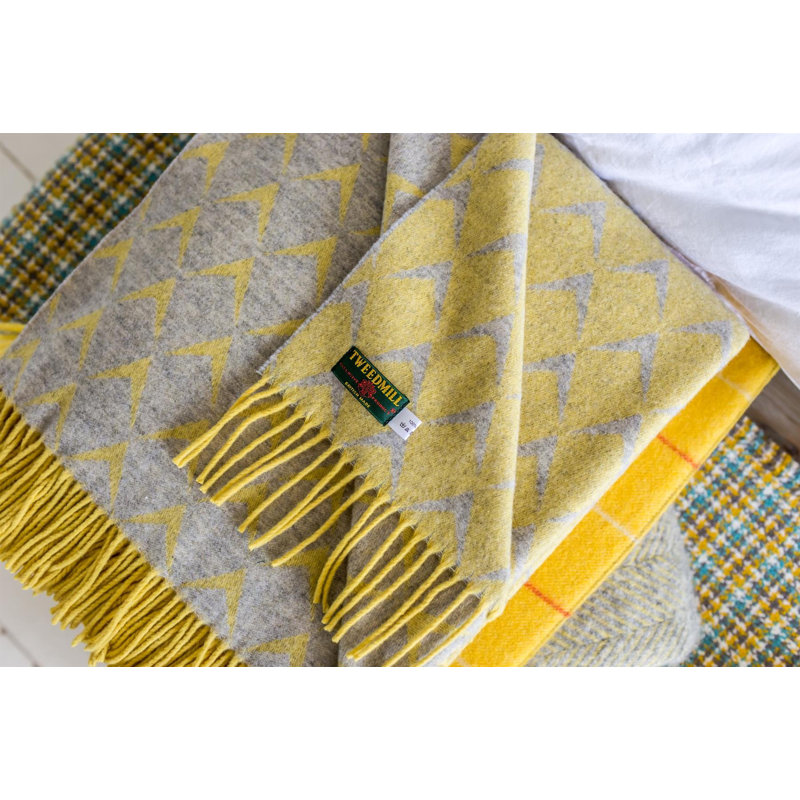 Tweedmill Merino Coastal Throws Throw Blanket, Yellow