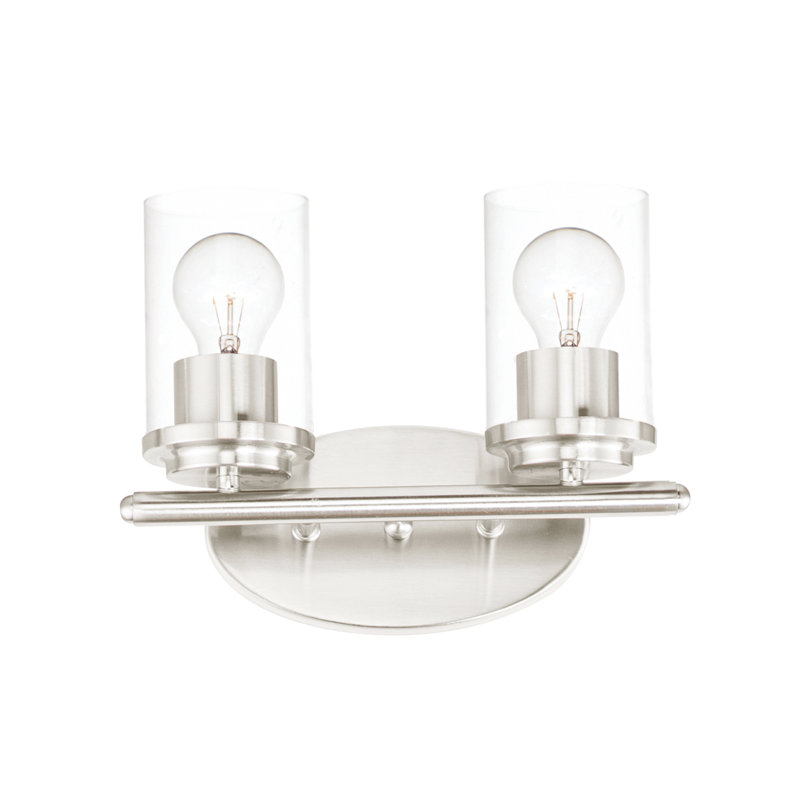 2 - Light Dimmable Vanity Light, Satin Nickel