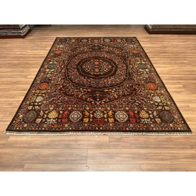 Tapis en laine et coton brun noué à la main Original Original