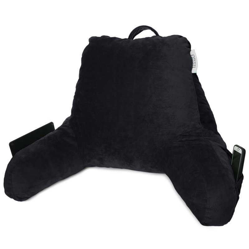 Nestl Reading Back Pillow For Reading & Bed Rest, Black, 17" H x 31" W x 12" D
