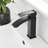 Contemporary Black Bathroom Tap, Deck-Mounted Single Hole Basin Faucet With Handle And Side Modern Ceramic Filler Geometric Shape