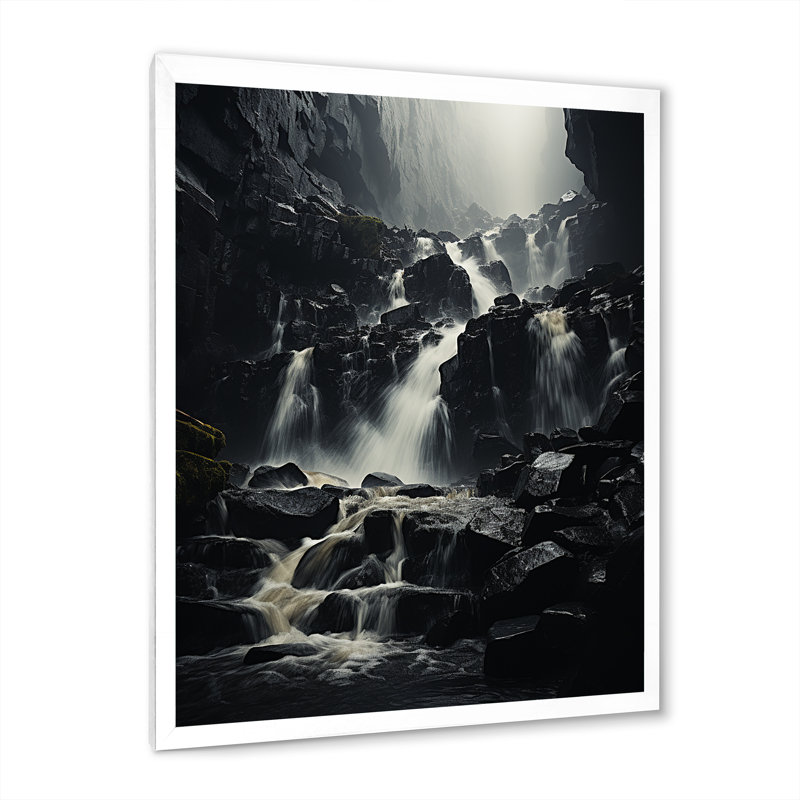 «Waterfall Ephemeral Cascade I», reproduction d'art sur toile, H 20 po x l 12 po x P 1 po, Cadre simple blanc