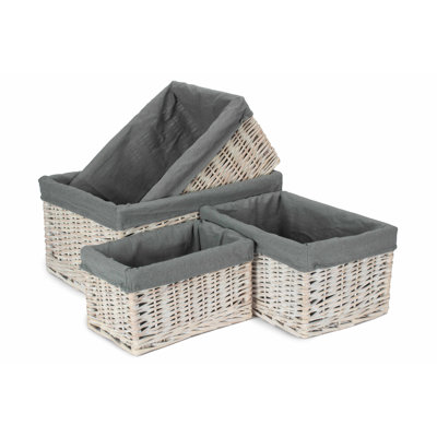 Fleur De Lis Living 4 Piece Wicker Storage Basket Set with Lining