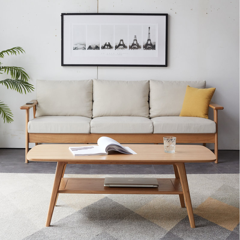 Table basse, table basse en bois Soild, Oak, 17.3" H x 47.2" L x 22" W