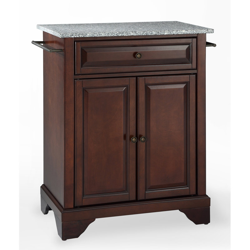 Hedon Granite Top Kitchen Cart, Vintage Mahogany