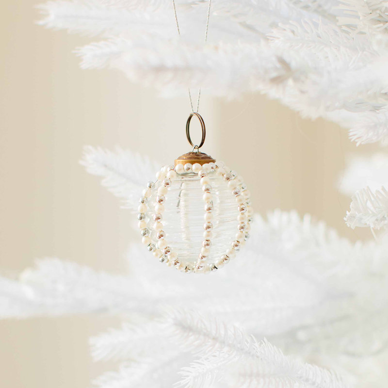Kierling Glass And Fibre Beads Ball Ornament, 2.01" H x 2.01" W x 2.01" D