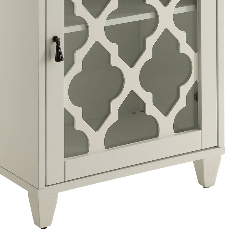 Table d'appoint à finition blanche - Polyvalente avec tiroir et tablette de porte en verre