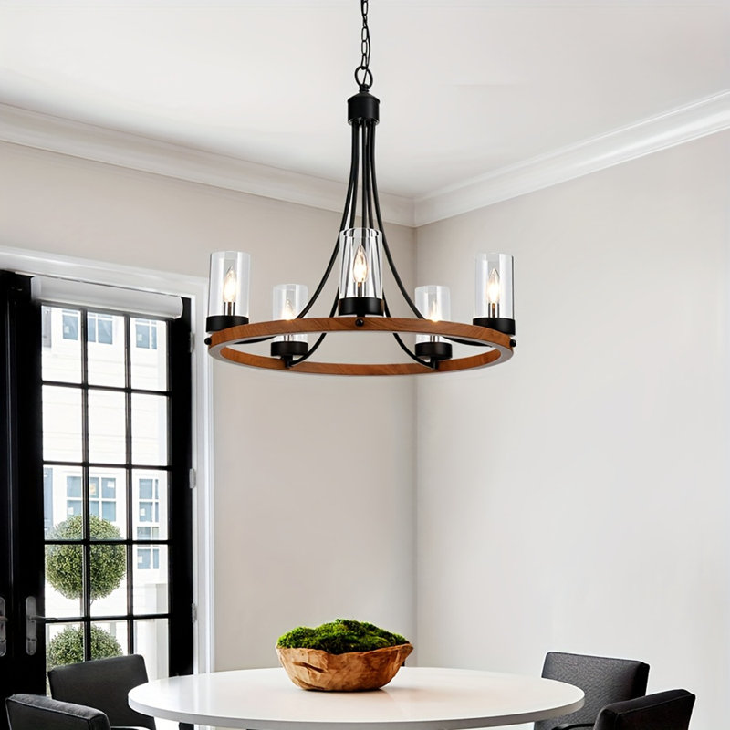 5 Lights Wagon Wheel Chandelier