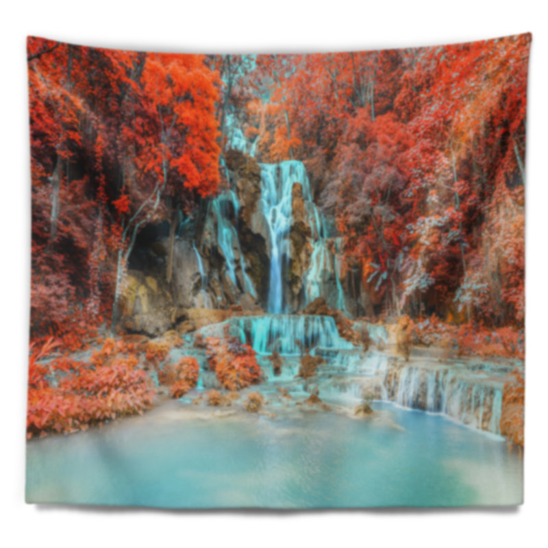 Paysage photographie rainforest cascade loas tapisserie, H 32 po x l 39 po