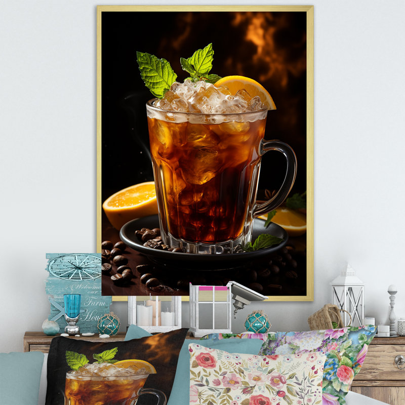 Cuba Aroma Coffee Harmony III - impression, H 32 po x l 24 po x P 1 po, Cadre doré simple