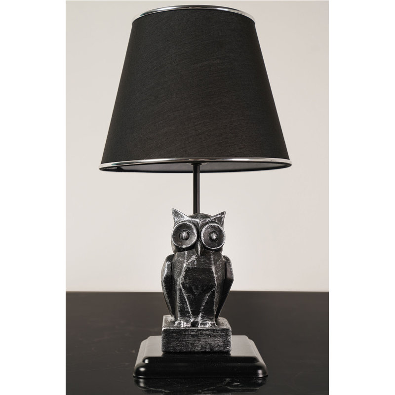 Lampe de table en métal, Argent / noir