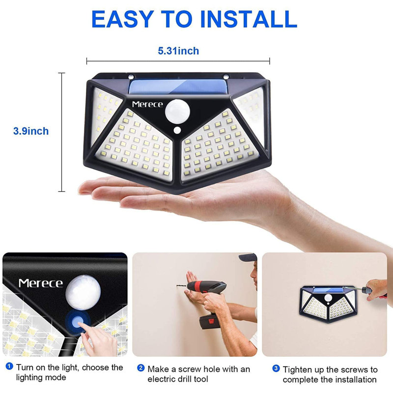 Solar Powered Outdoor Wall Lights with Motion Sensor 6000K