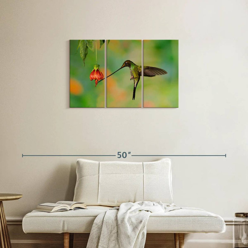 Brampt Hummingbird Eating Nectar, 20" H x 33" W
