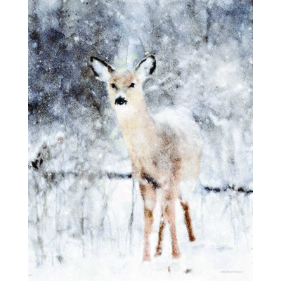 «Deer in Winter Forest» par Bluebird Barn - reproduction d'art sur toile tendue