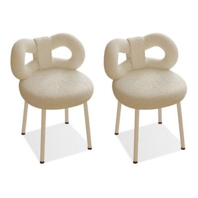 Modern White Solid back side Chair(Set of 2)