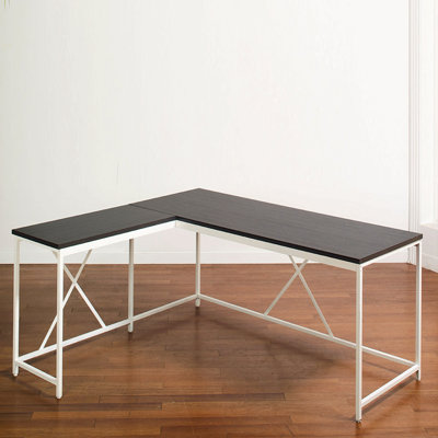 Bureau en coin Olympus en bois et métal gris foncé et ivoire
