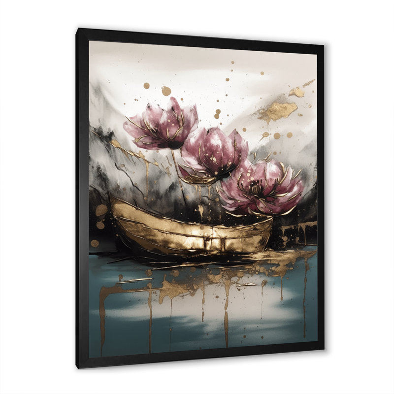 Sérénade rose des tulipes sur toile, Cadre photo noir, H 20 po x l 12 po x P 1 po