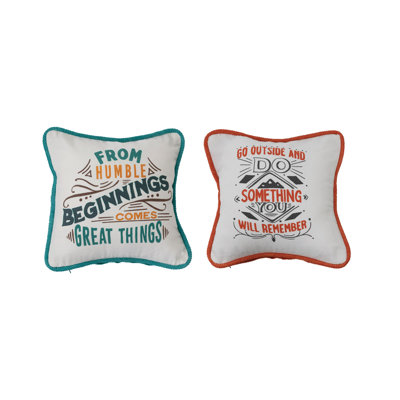 Embroidered Cotton Reversible Throw Pillow