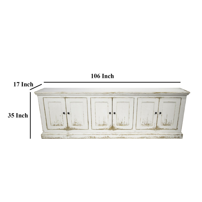 Koski 34" Tall 6-Door Cabinet, Antique White