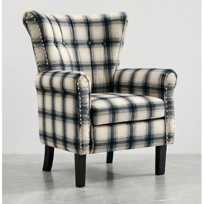 Velvet Accent Chair Upholstered Tufted Wingback With Nailhead Around For Room