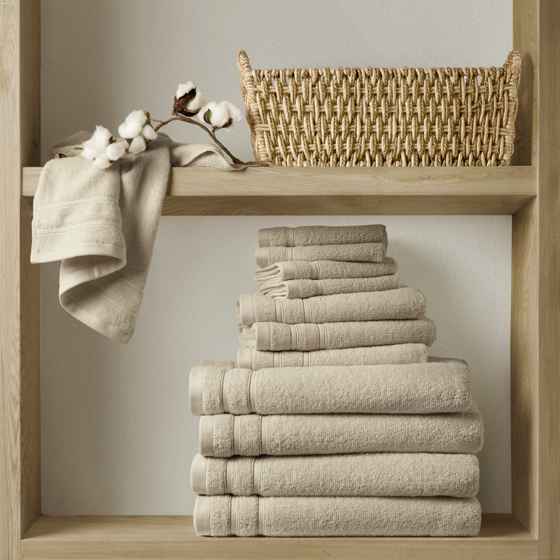 400GSM Essential Bundle Quick Dry 100% Cotton Towel Set, 6 Piece Towel Set, Beige