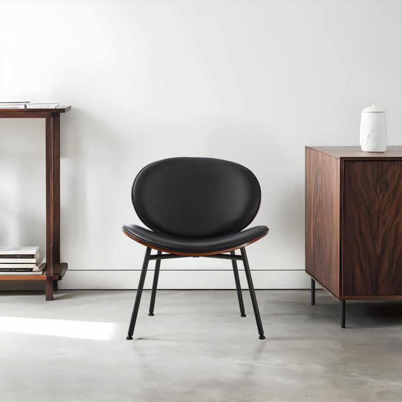 PU/Polyester Fabric Accent Chair Single Side Chair With Walnut Finish