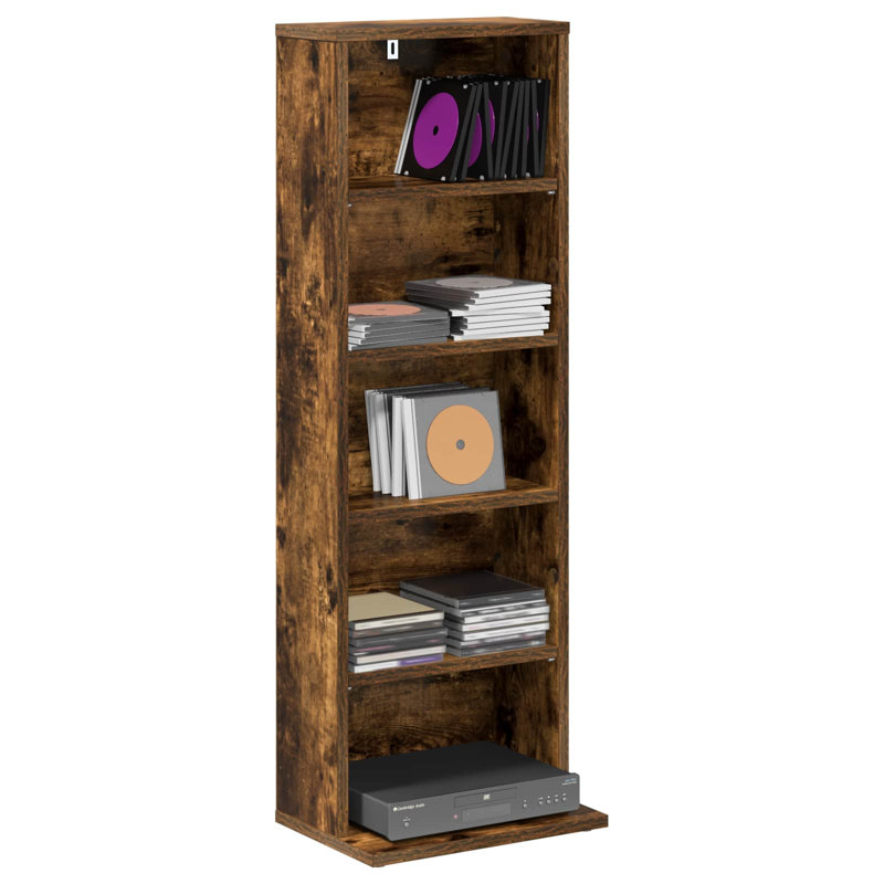 Engineered Wood 97.5cm H Media Shelves, Smoked Oak
