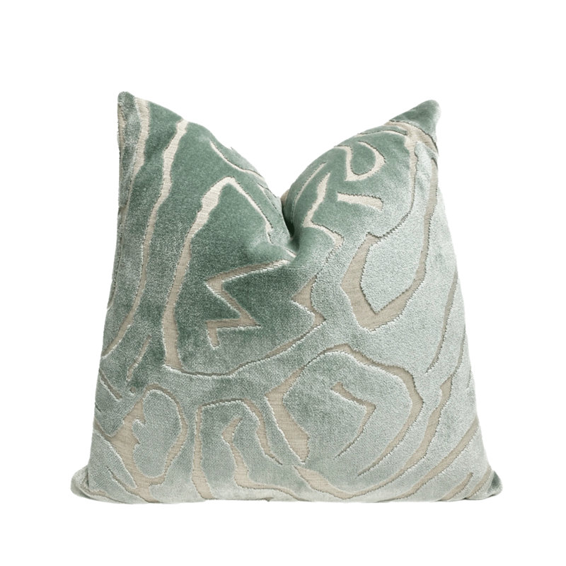 Housse de coussin en velours abstrait, 20 po x 20 po, Sauge