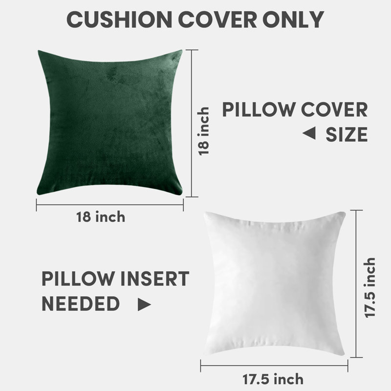 Square Luxury Velvet plush Cushion cover sofa throws Pack of 2, Dark Green